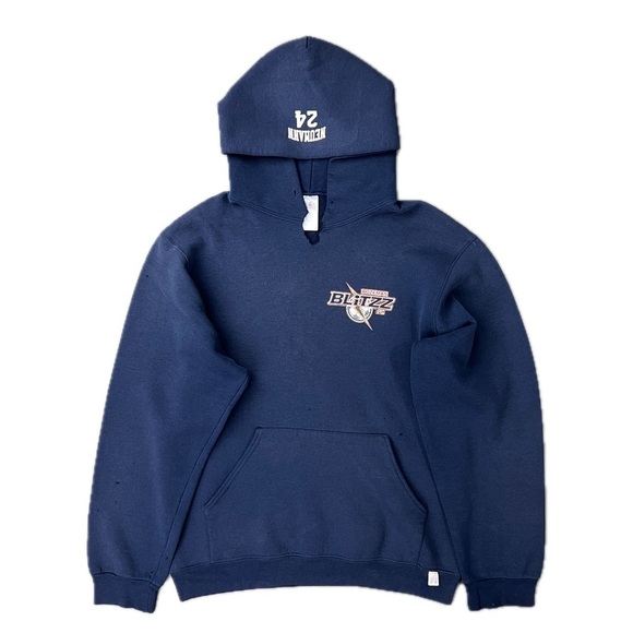 bozeman blitzz fc hoodie vintage 90s russell faded pullover fleece faded navy - Picture 4 of 12
